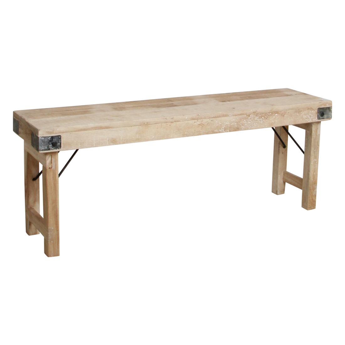 Limewash inklapbare eetkamerbank - FSC-gerecycled hout - 120 cm