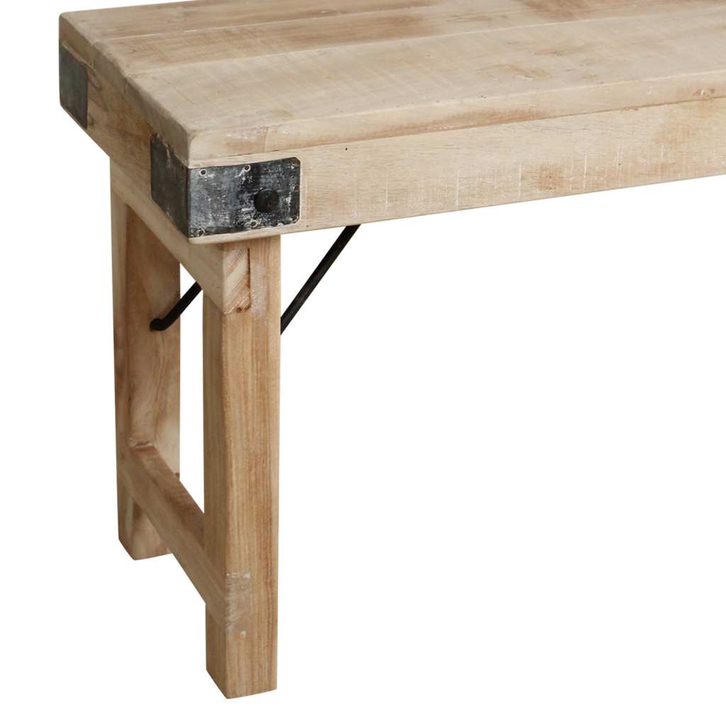 Limewash inklapbare eetkamerbank - FSC-gerecycled hout - 120 cm