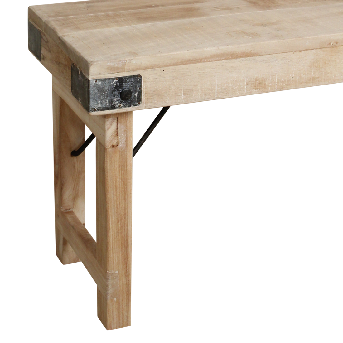 Limewash inklapbare eetkamerbank - FSC-gerecycled hout - 120 cm