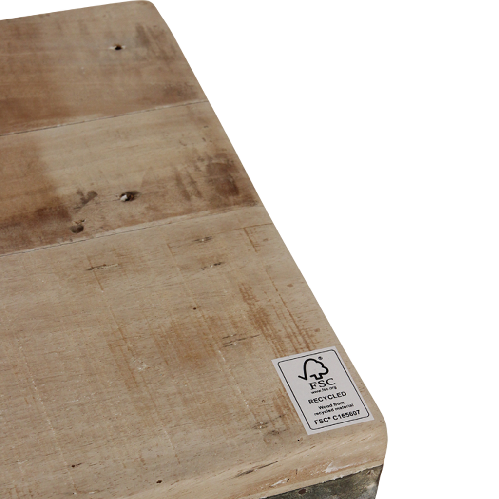Limewash inklapbare eetkamerbank - FSC-gerecycled hout - 120 cm