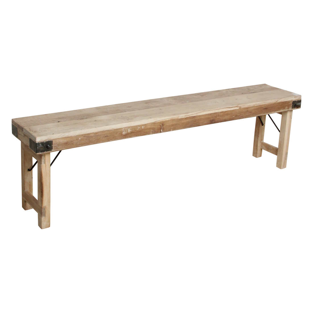 Limewash inklapbare eetkamerbank - FSC-gerecycled hout -160 cm