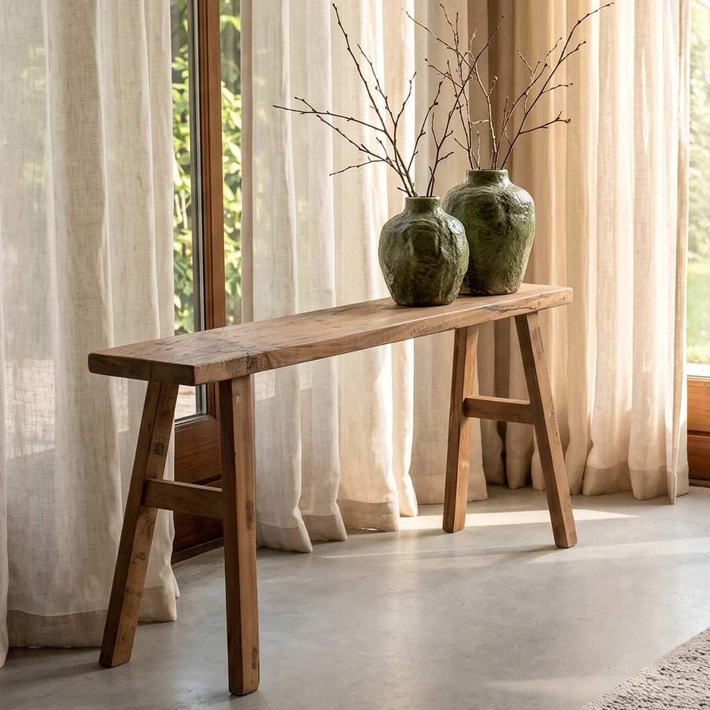 Java carpenter bijzettafel/bankje - Gerecycled hout - 80x17x50 cm