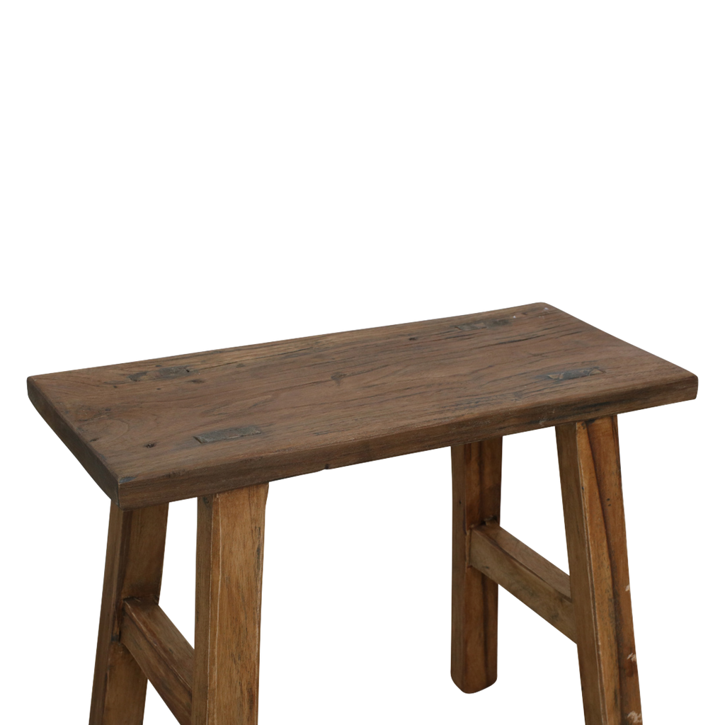 Java carpenter bijzettafel/bankje - Gerecycled hout - 16x35x30 cm