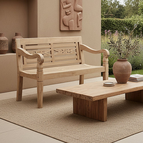 Boho teakhouten tuinbank