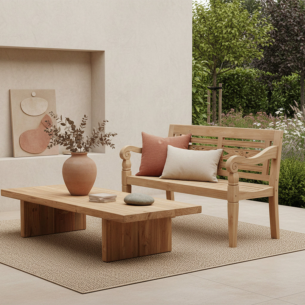 Boho teakhouten tuinbank