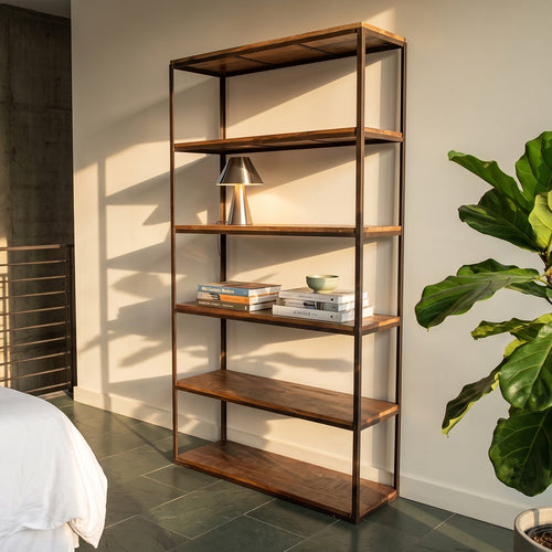 Factory hoge ijzeren rek met FSC houten planken
