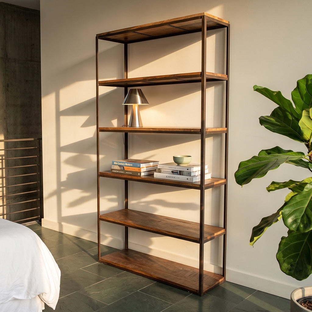 Factory hoge ijzeren rek met FSC houten planken