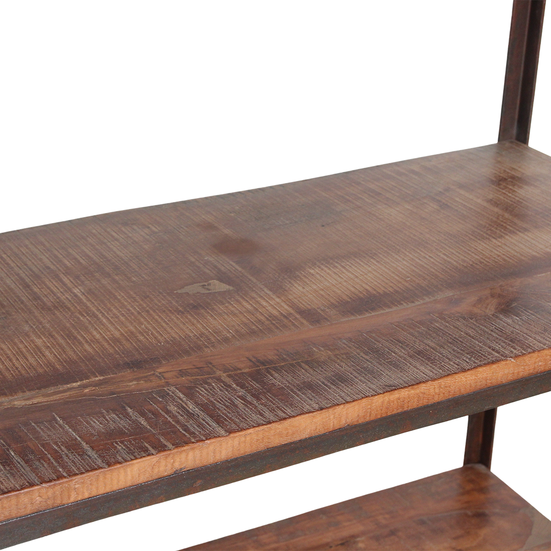 Industrial tall iron rack with FSC wooden shelves