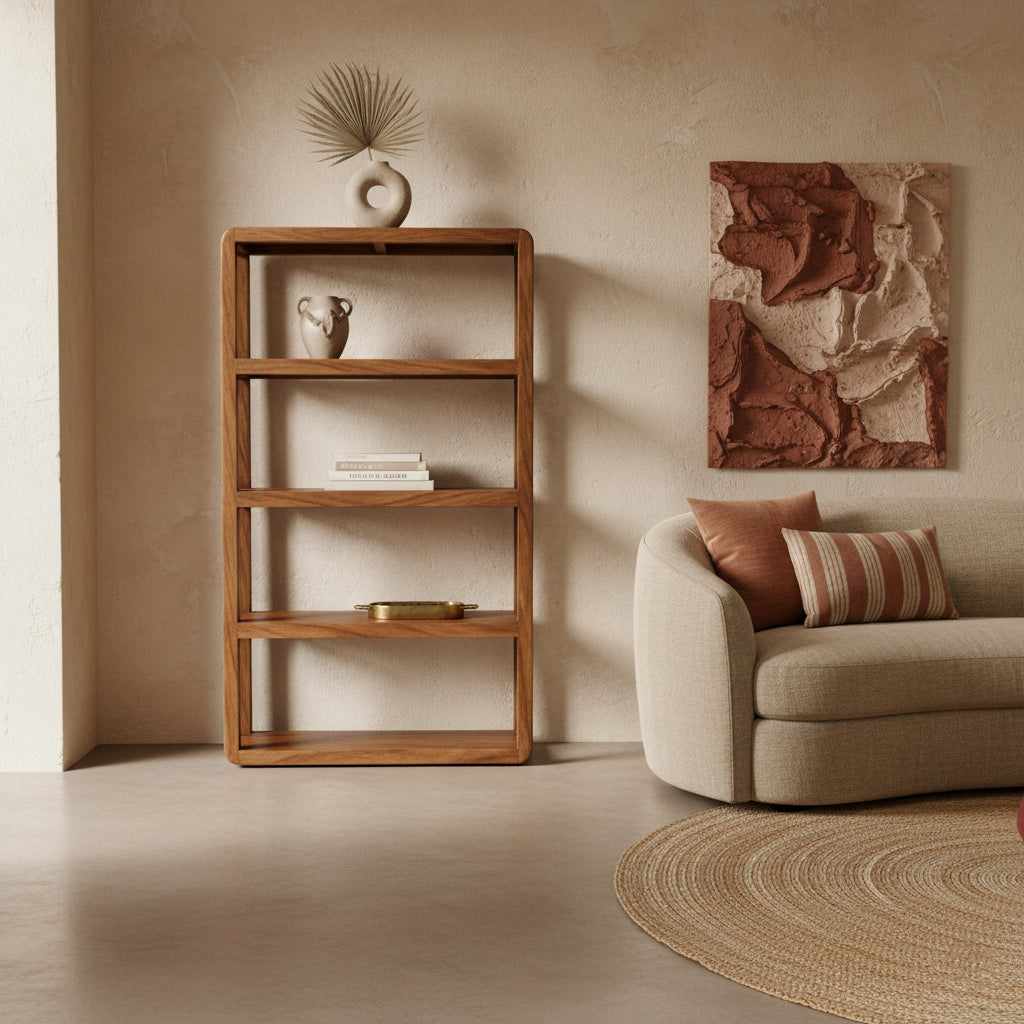 Bullnose mangohouten rek - 100x38x177 cm