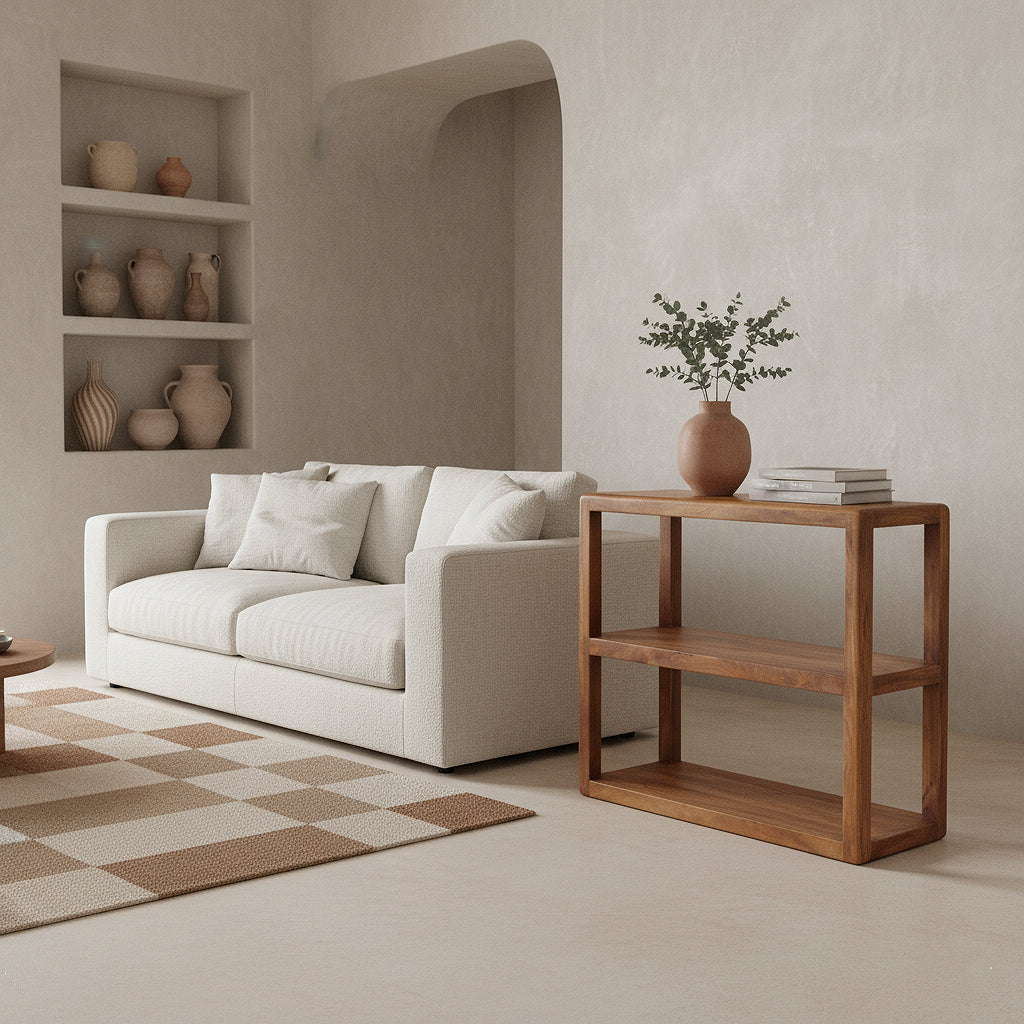 Bullnose mangohouten rek - 100x38x100 cm