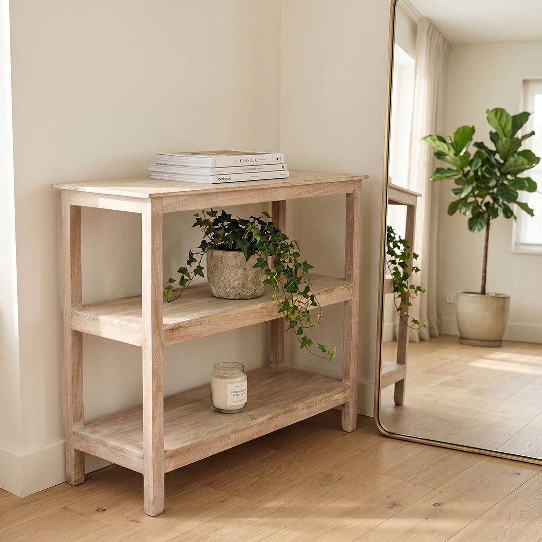 Limewash schoenenrek - 90x35x76 cm