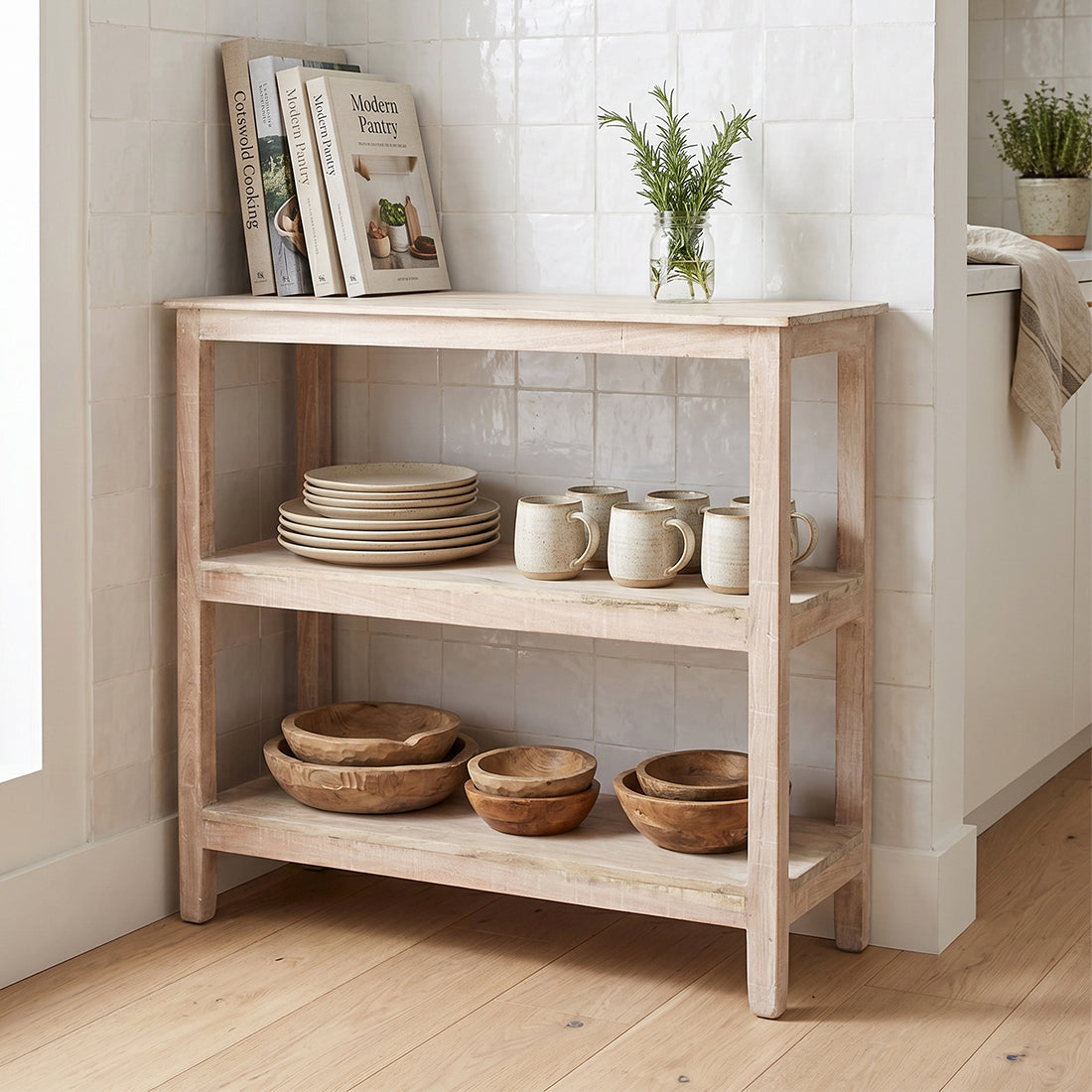 Limewash schoenenrek - 90x35x76 cm