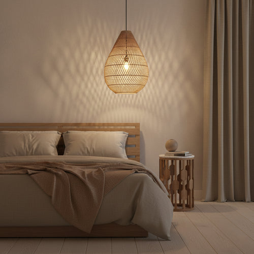 Maze druppel rotan hanglamp naturel - Ø 45x65 cm