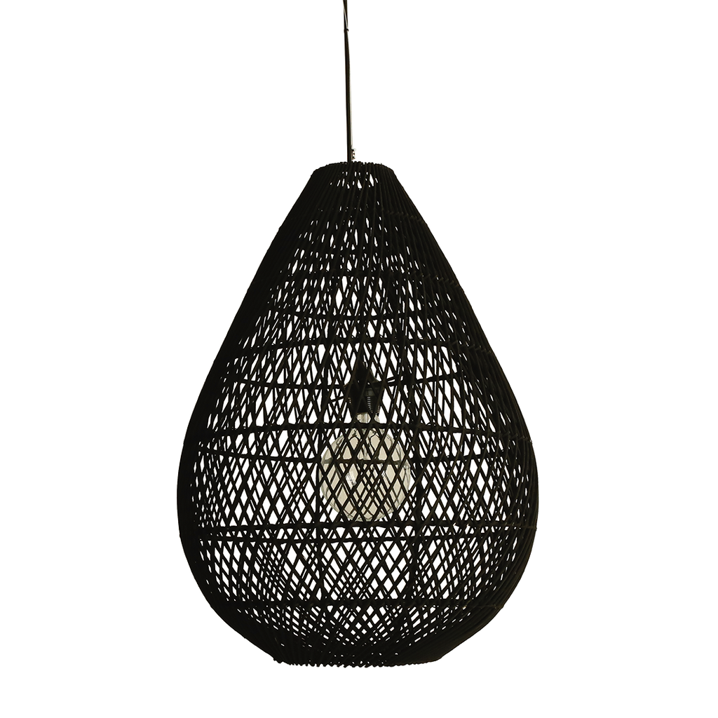 Maze druppel rotan hanglamp zwart - Ø 45x65 cm