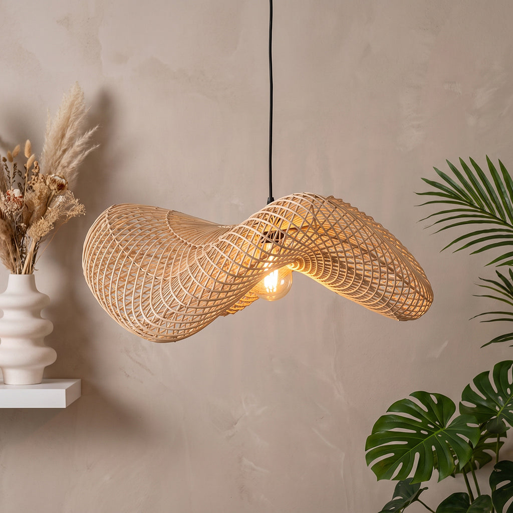 Wave rattan pendant lamp L - Ø 71x26 cm