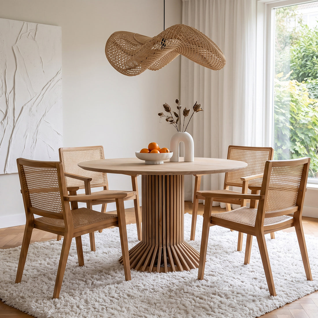 Wave rattan pendant lamp L - Ø 71x26 cm