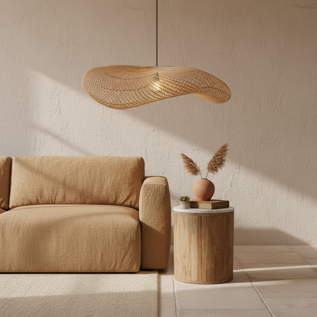 Wave  rotan hanglamp XL - Ø90x22 cm
