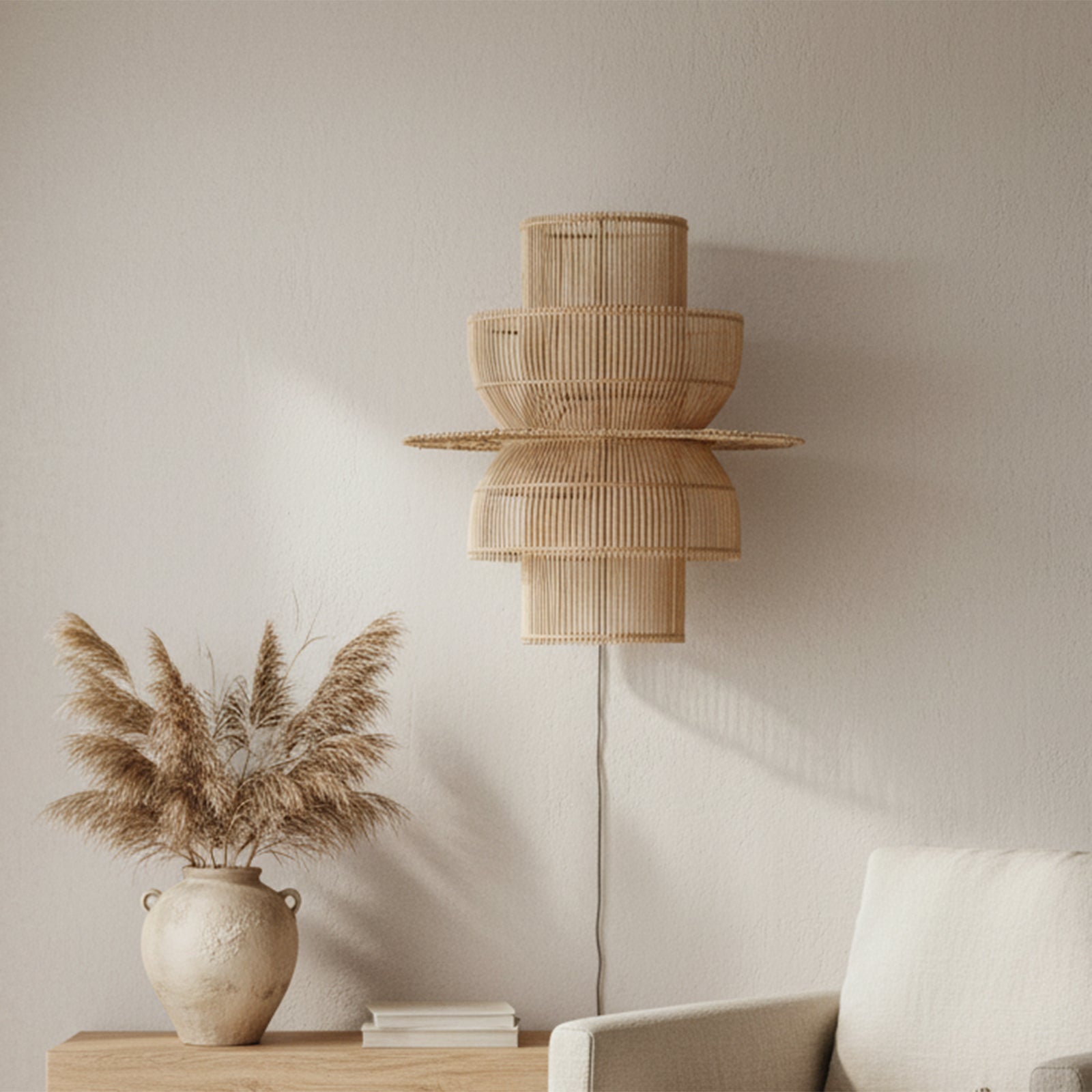 Saturn rotan wandlamp - 33x52x55 cm