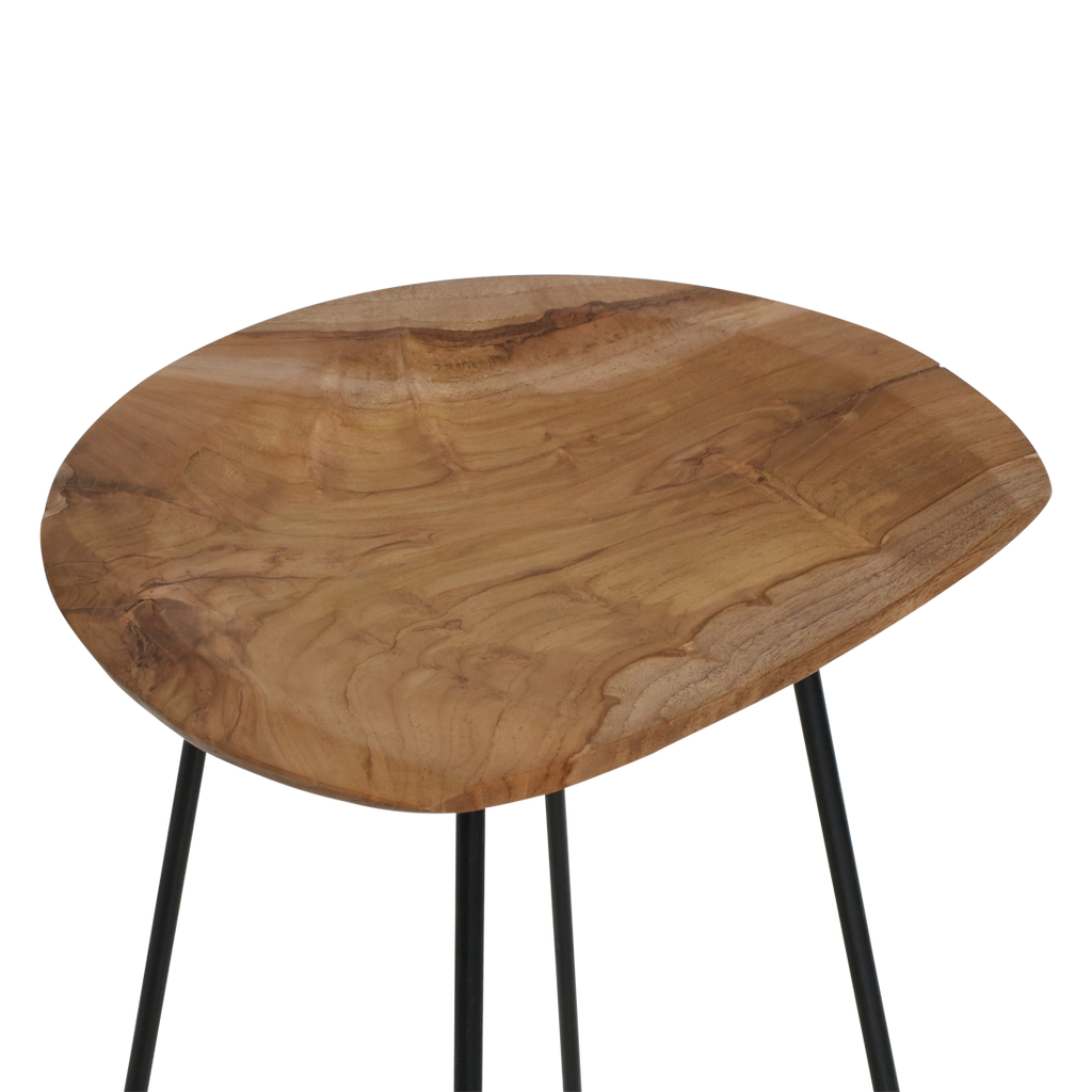 Loft teakhouten barkruk naturel - 41x42x77 cm