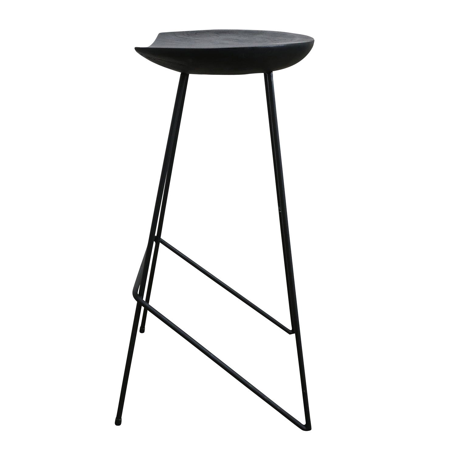 Loft teakhouten barkruk zwart - 41x42x77 cm
