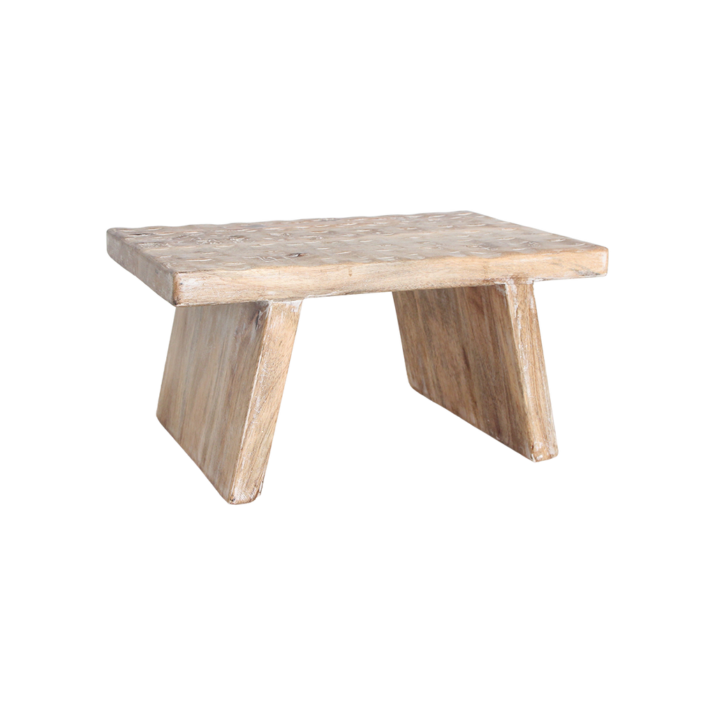 Mangohouten bijzettafel/kruk naturel - 40x25x20 cm