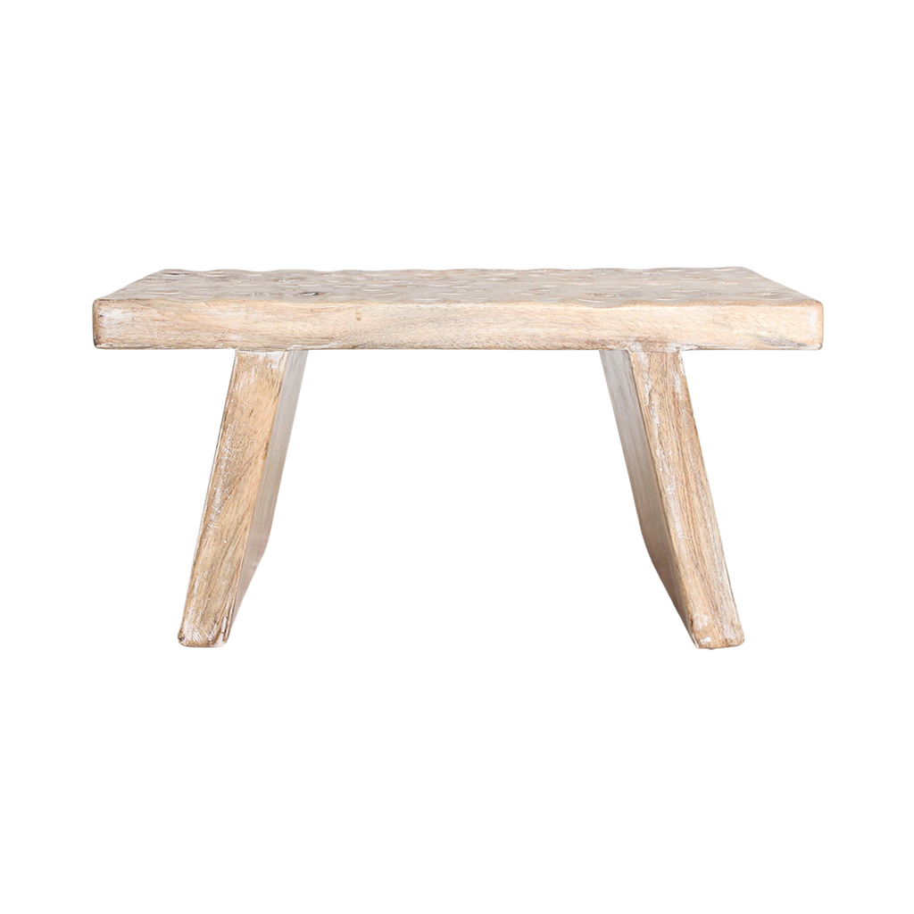 Mangohouten bijzettafel/kruk naturel - 40x25x20 cm