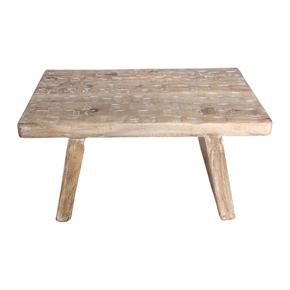 Mangohouten bijzettafel/kruk naturel - 40x25x20 cm