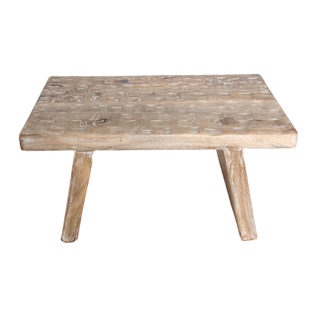 Mangohouten bijzettafel/kruk naturel - 40x25x20 cm