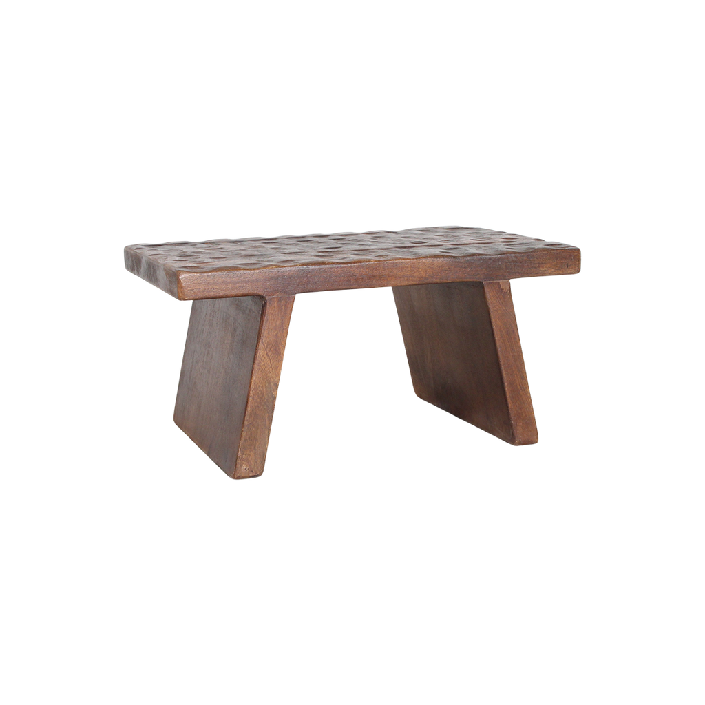 Mangohouten bijzettafel/kruk bruin - 40x25x20 cm