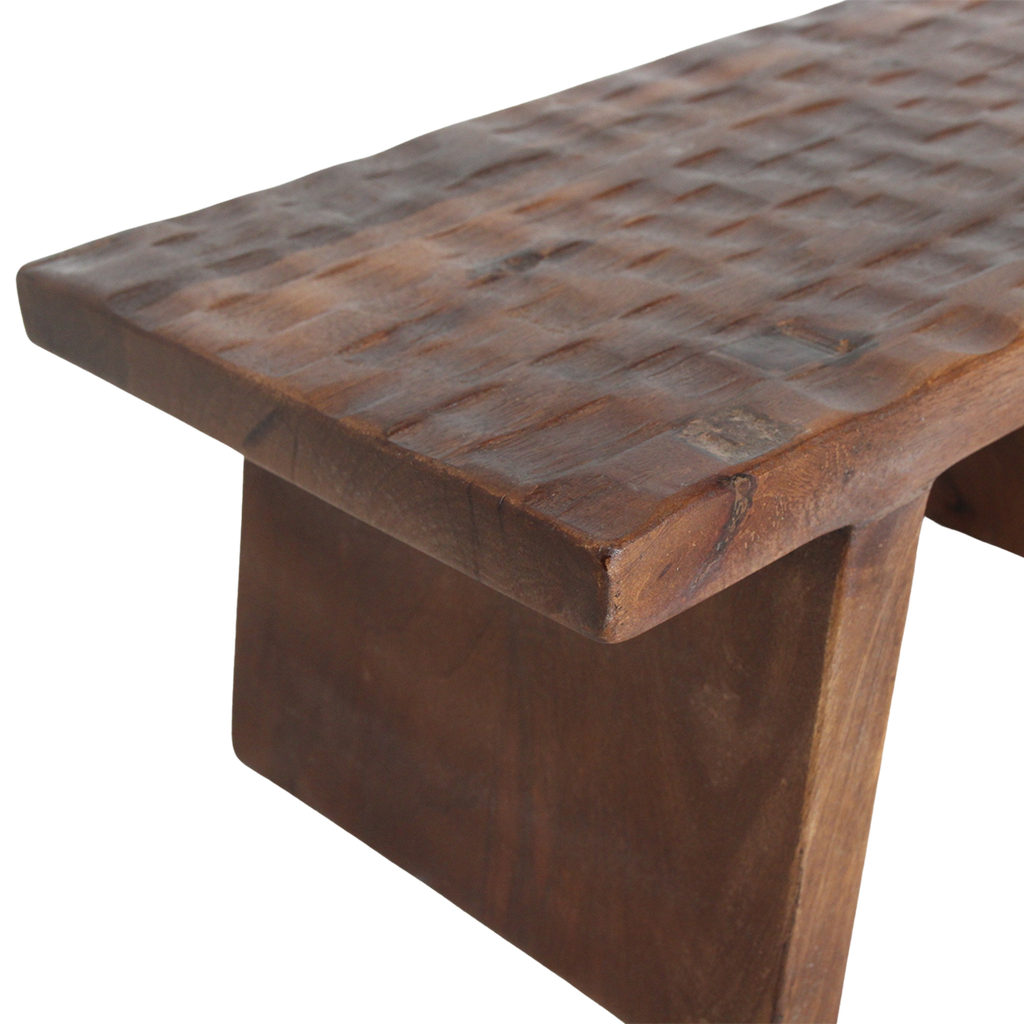 Mangohouten bijzettafel/kruk bruin - 40x25x20 cm