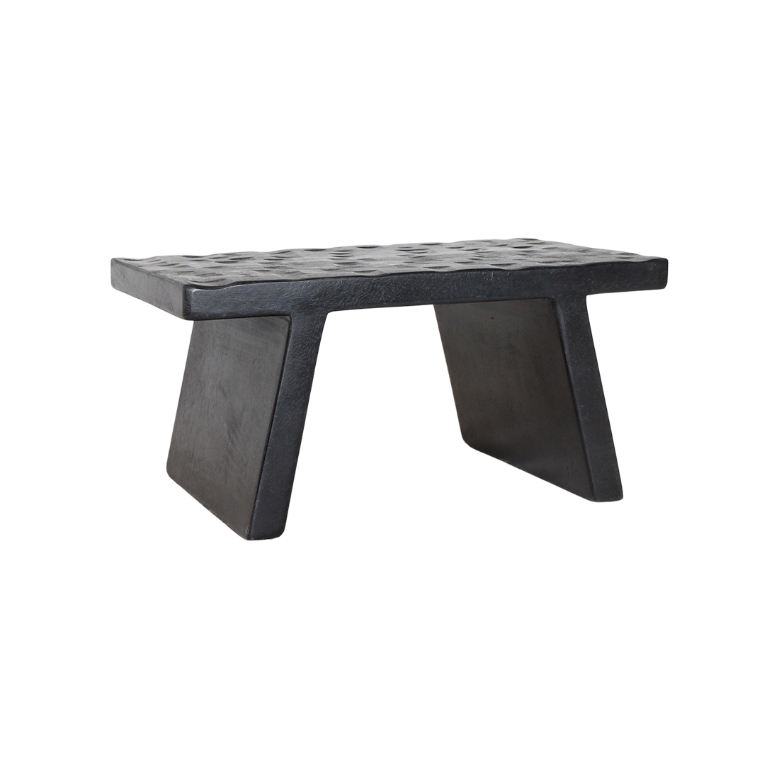 Mangohouten bijzettafel/kruk zwart - 40x25x20 cm