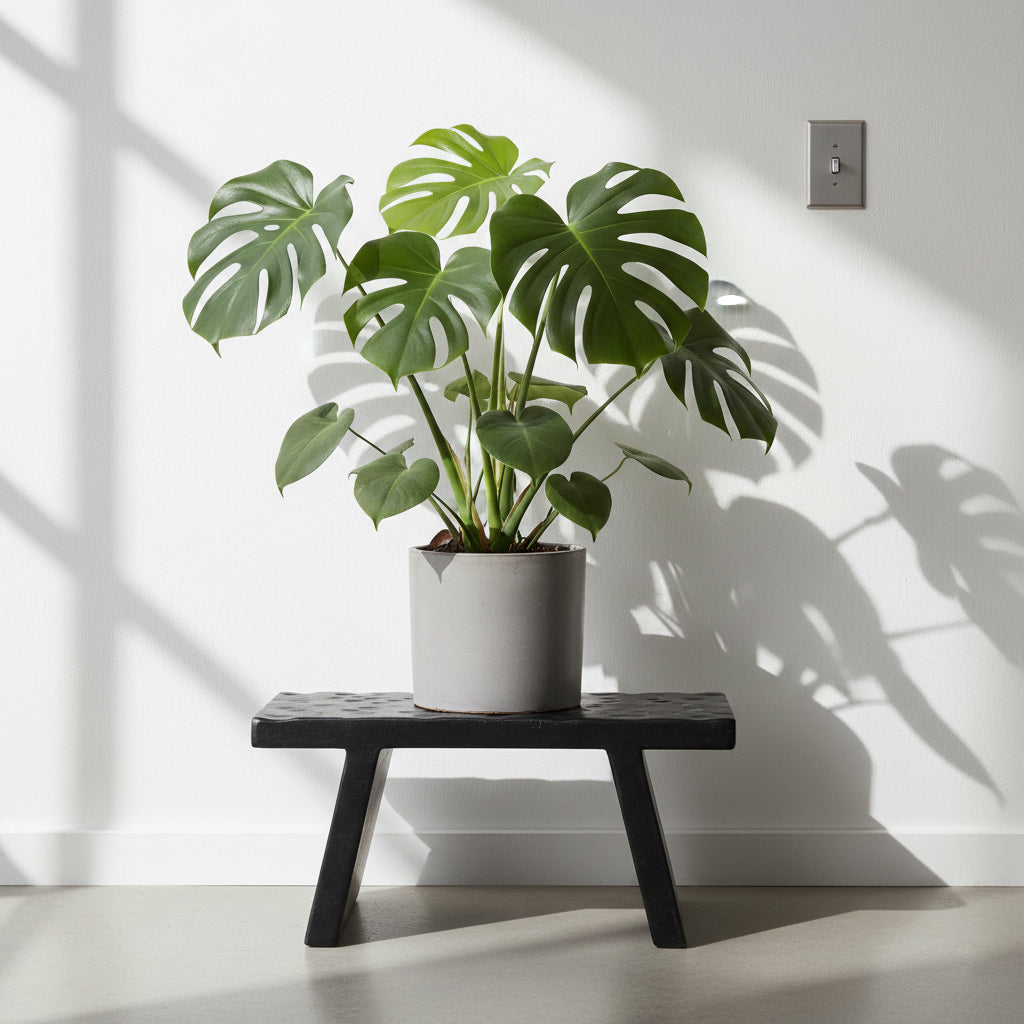 Mangohouten bijzettafel/kruk zwart - 40x25x20 cm