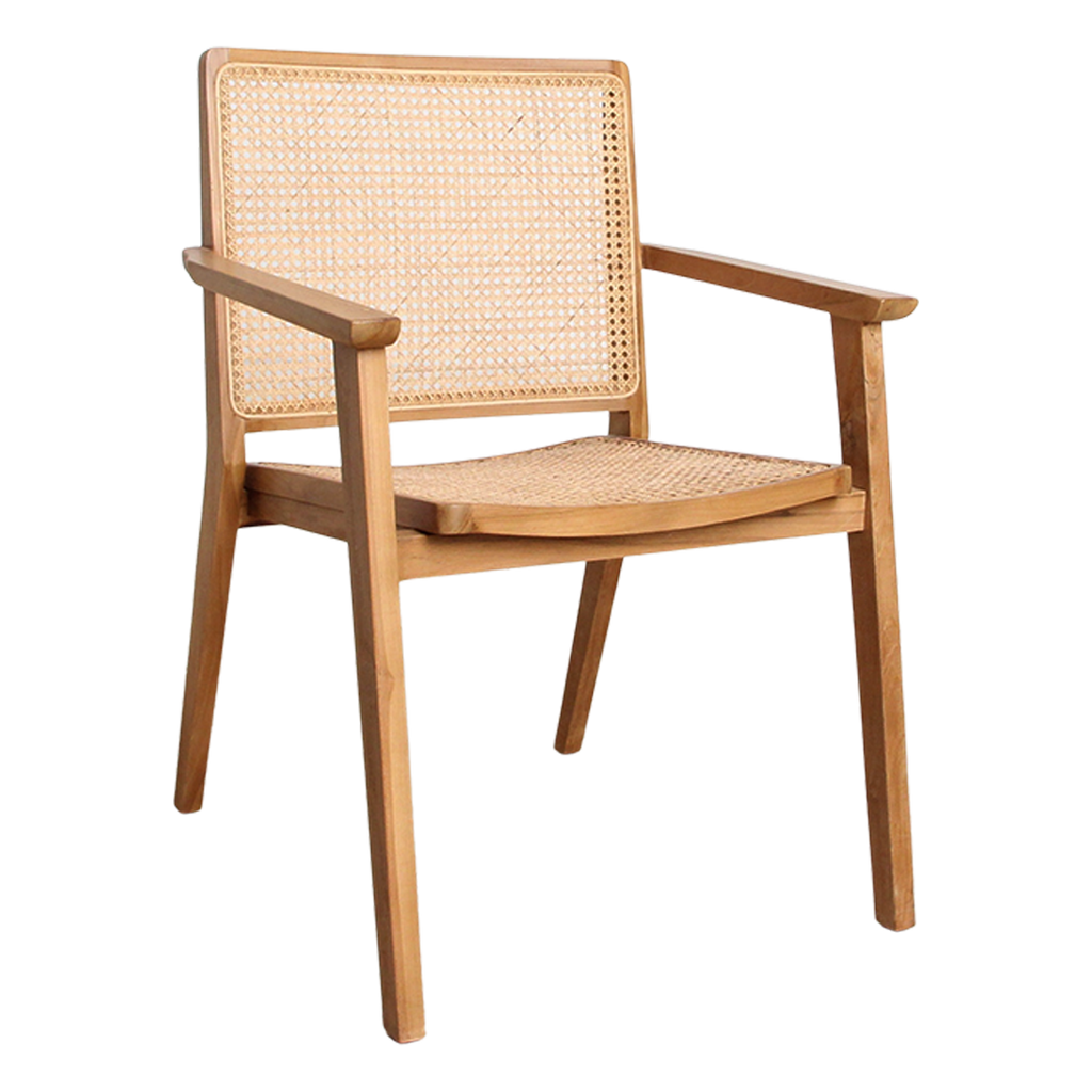 Nova teak eetkamerstoel met armleuning (set van 2)