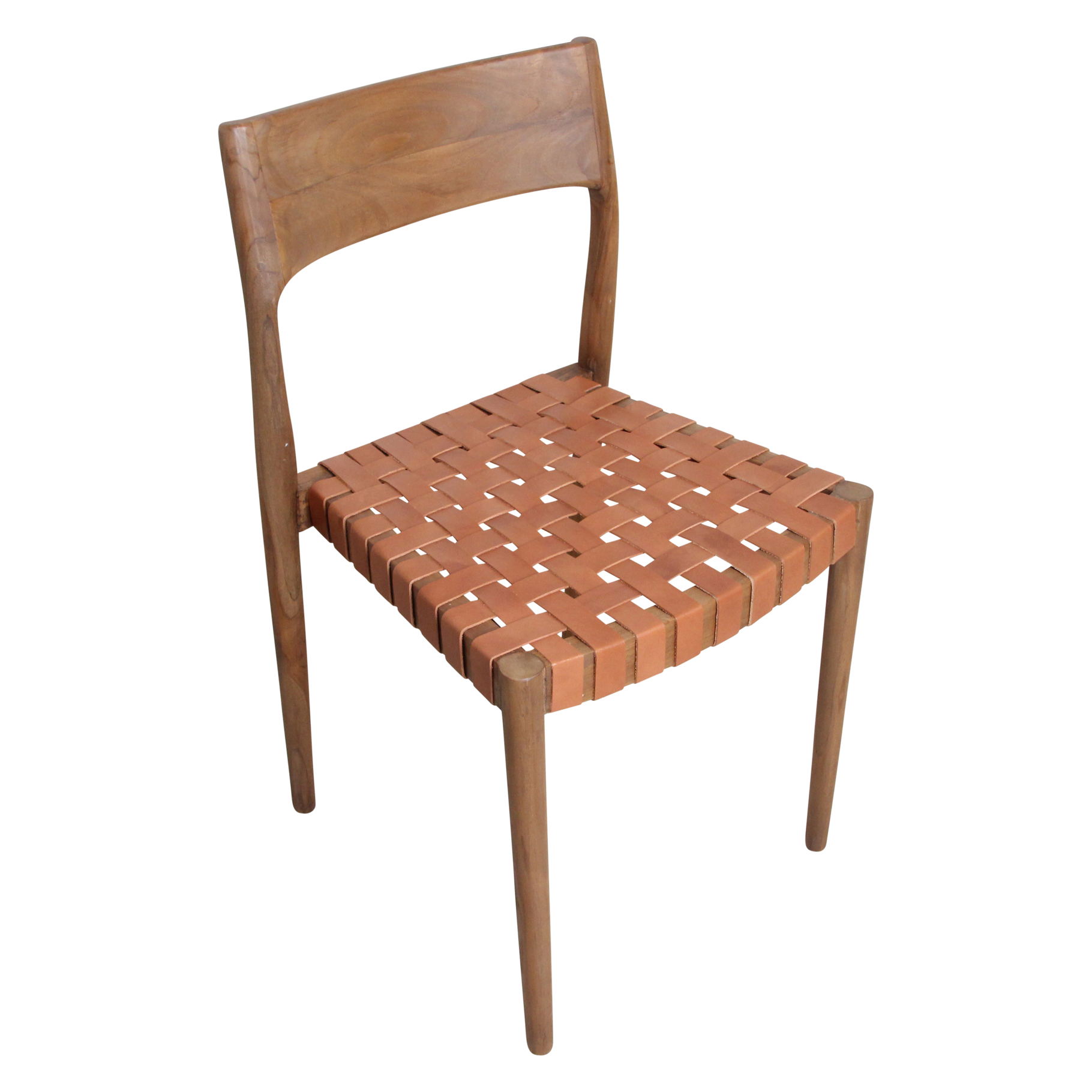 Freya teak eetkamerstoel met leer - Naturel (set van 2)