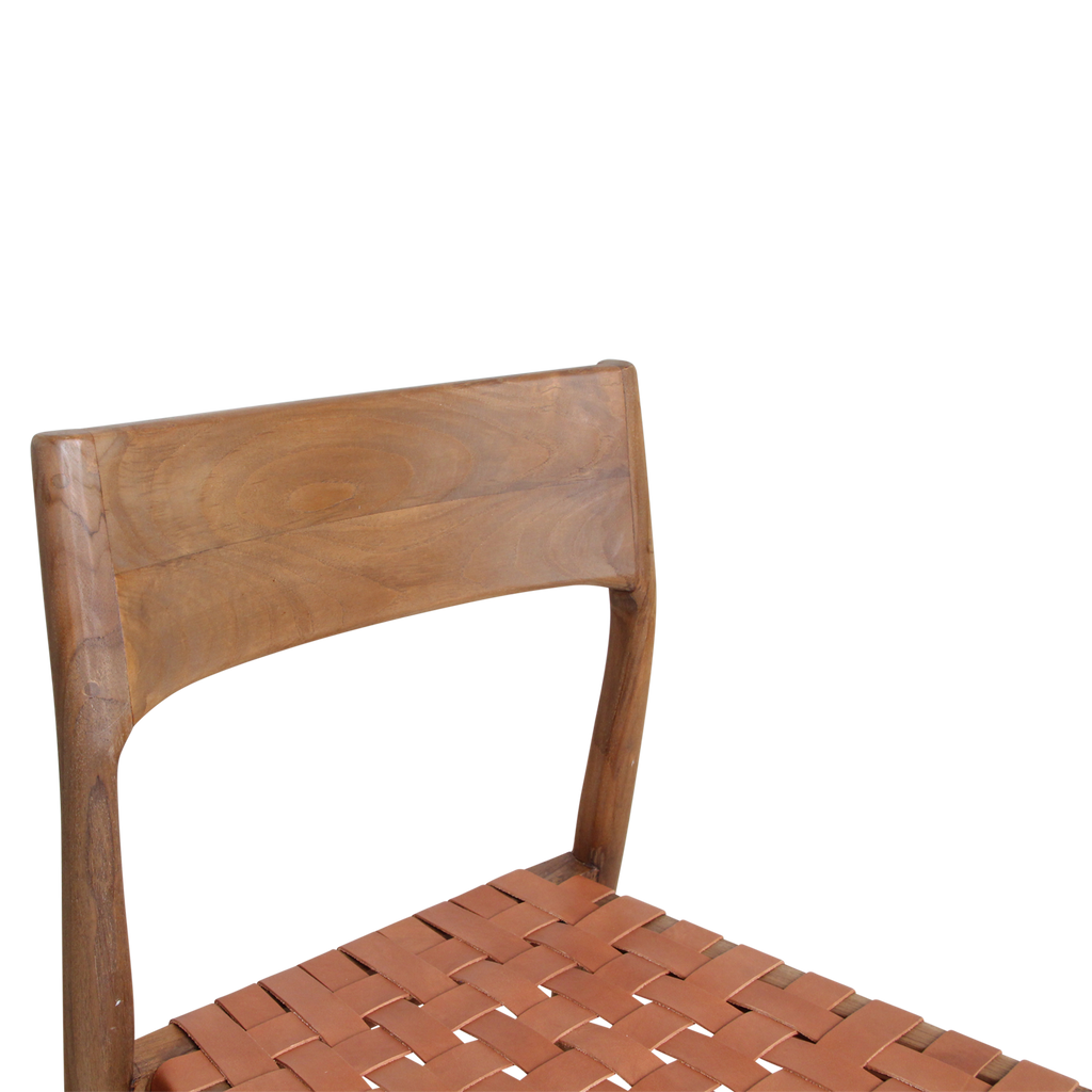 Freya teak eetkamerstoel met leer - Naturel (set van 2)
