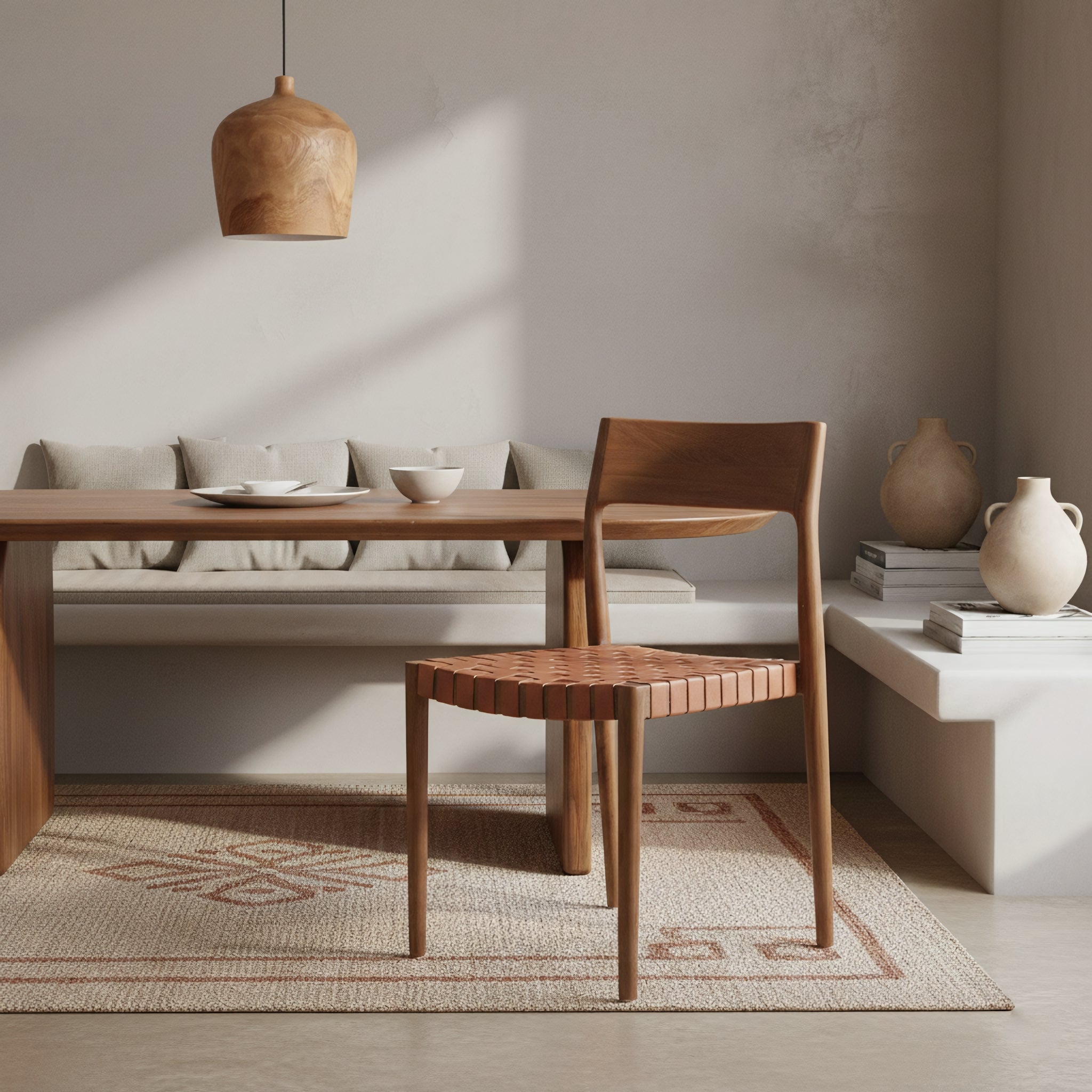 Freya teak eetkamerstoel met leer - Naturel (set van 2)