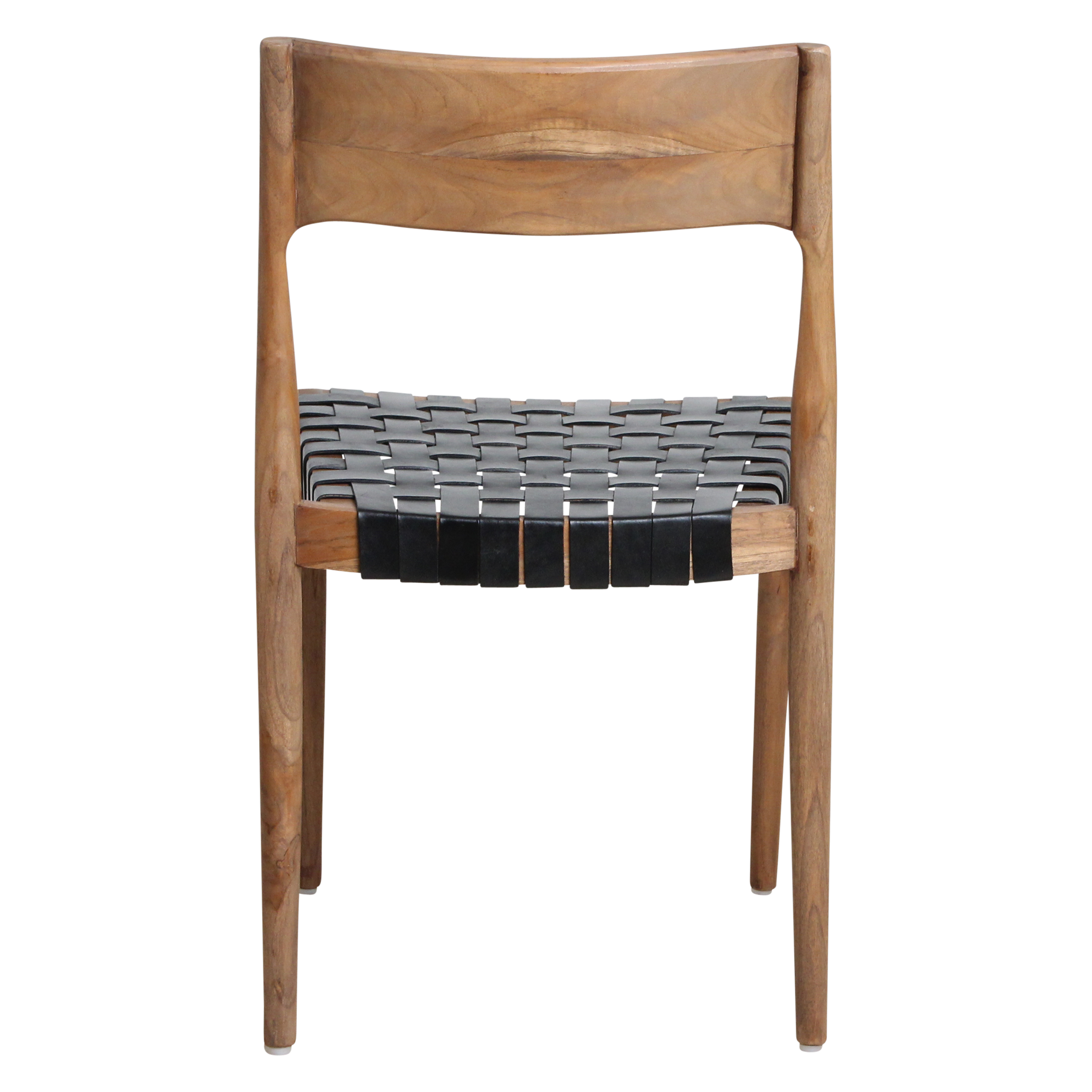 Freya teak eetkamerstoel met leer - Zwart (set van 2)