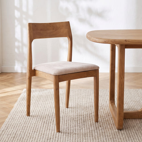 Freya teak dining chair cream (set of 2)
