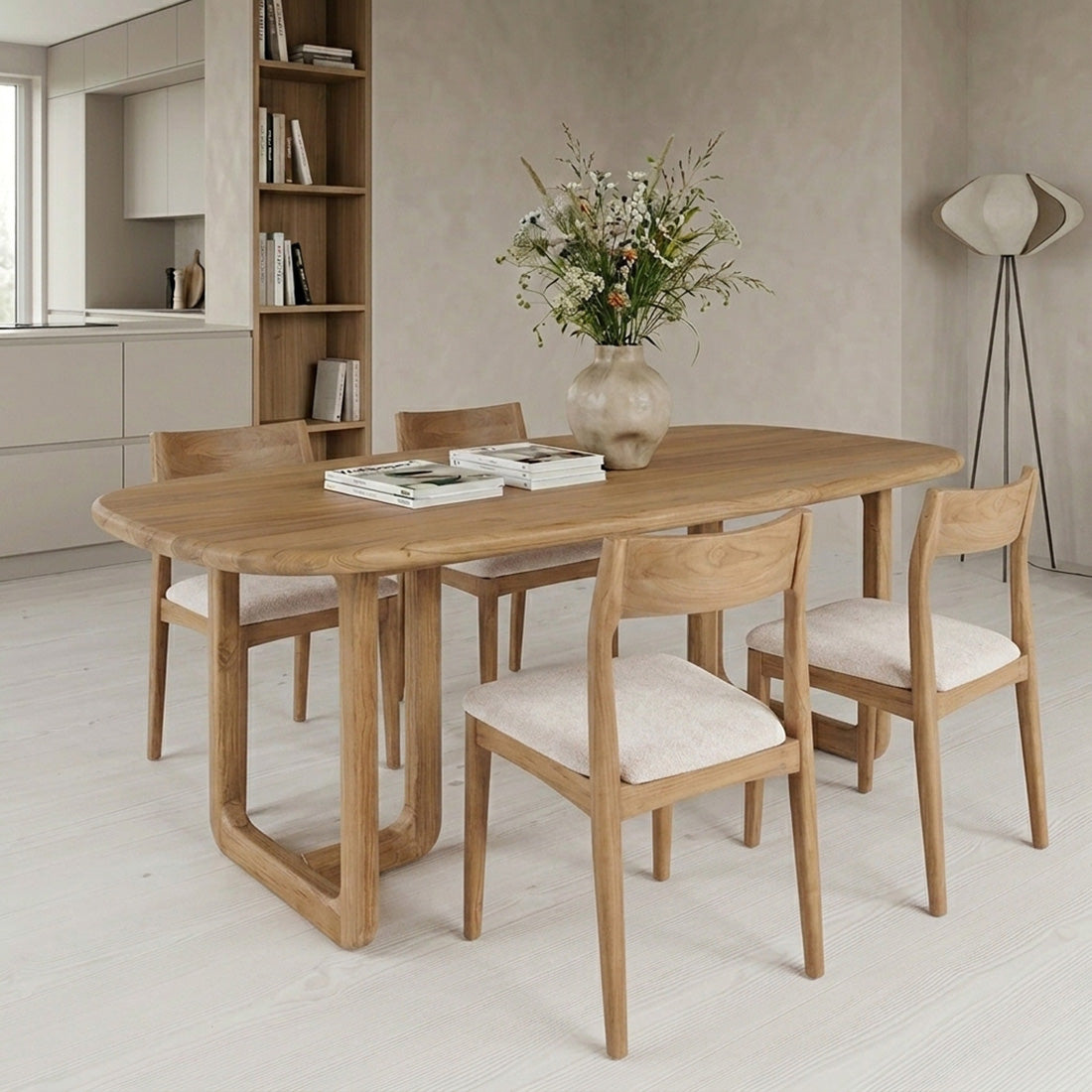 Freya teak dining chair cream (set of 2)