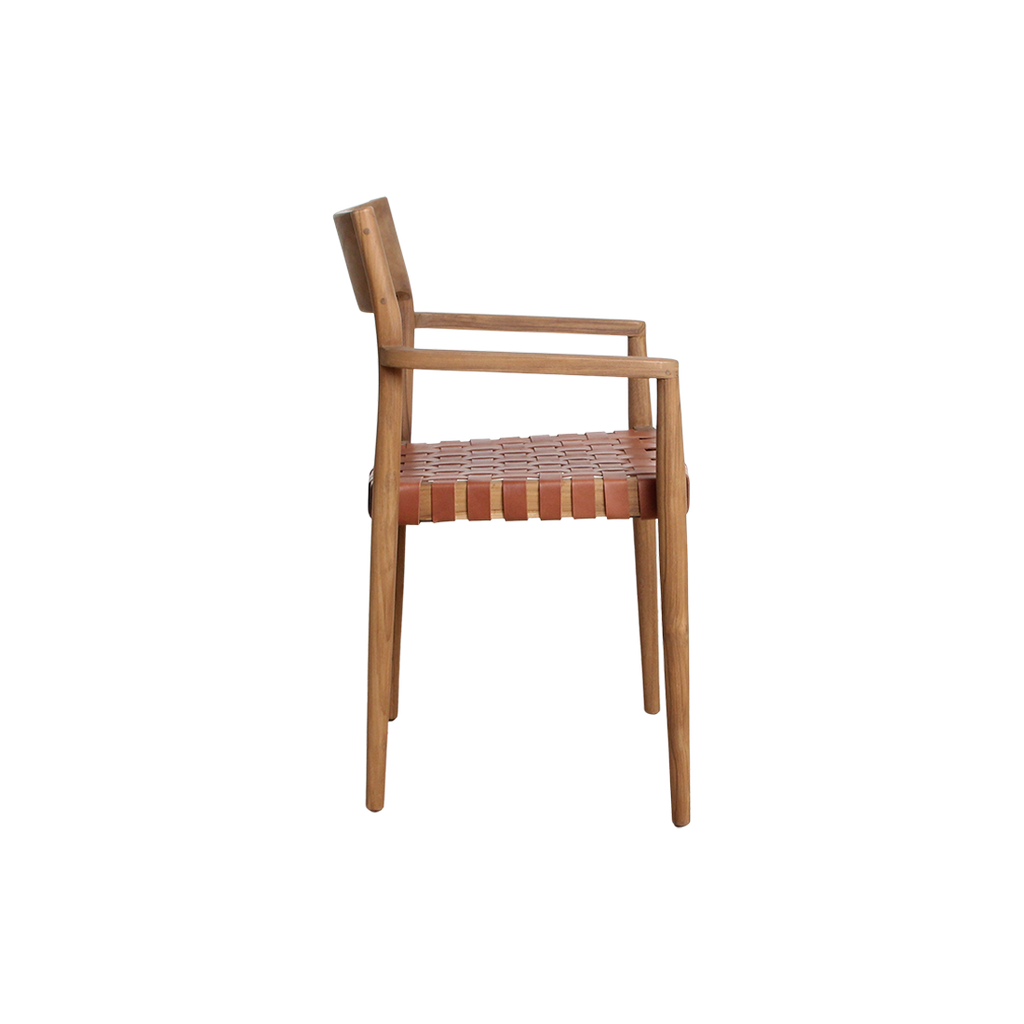 Freya teak eetkamerstoel met armleuning - Naturel (set van 2)
