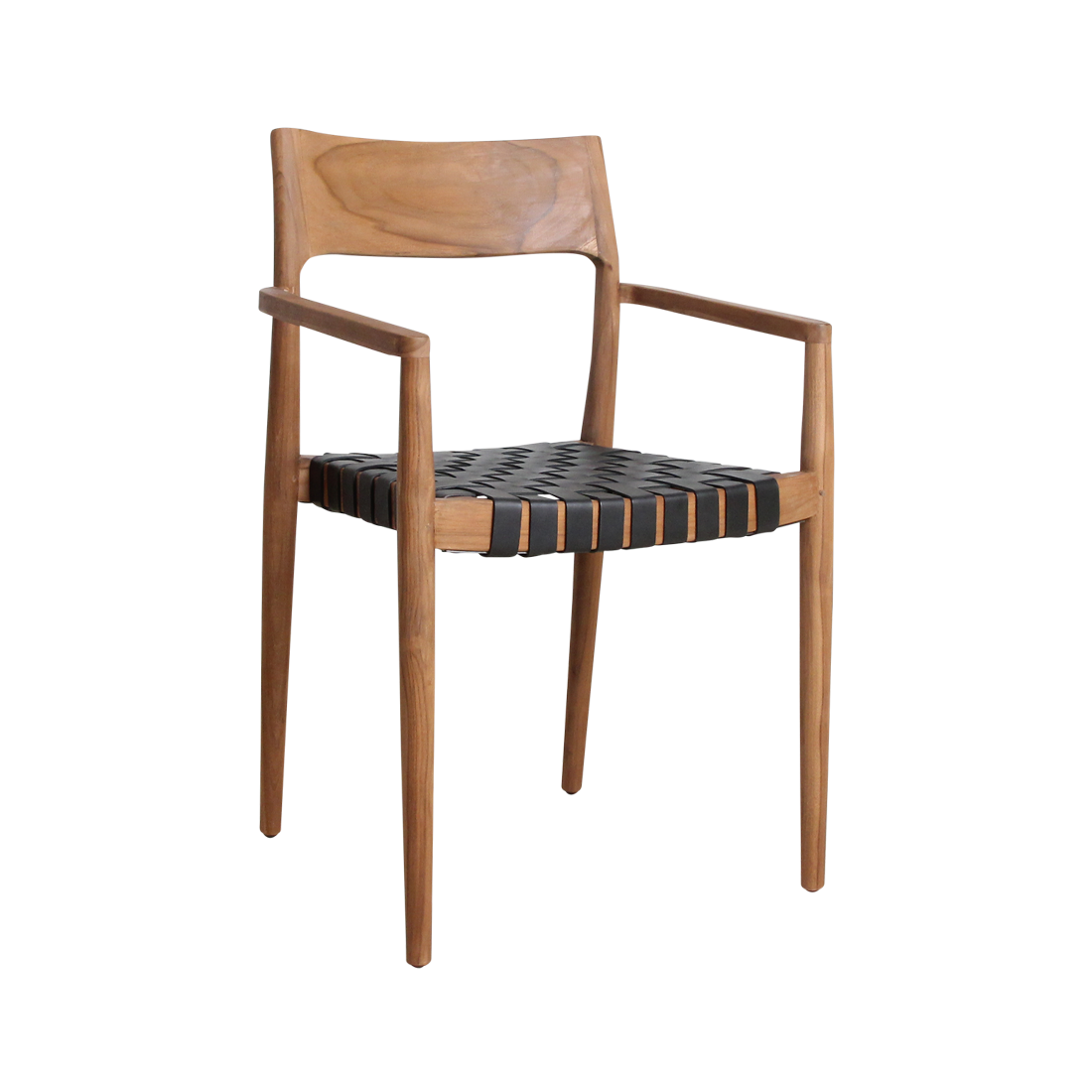 Freya teak eetkamerstoel met armleuning - Zwart (set van 2)