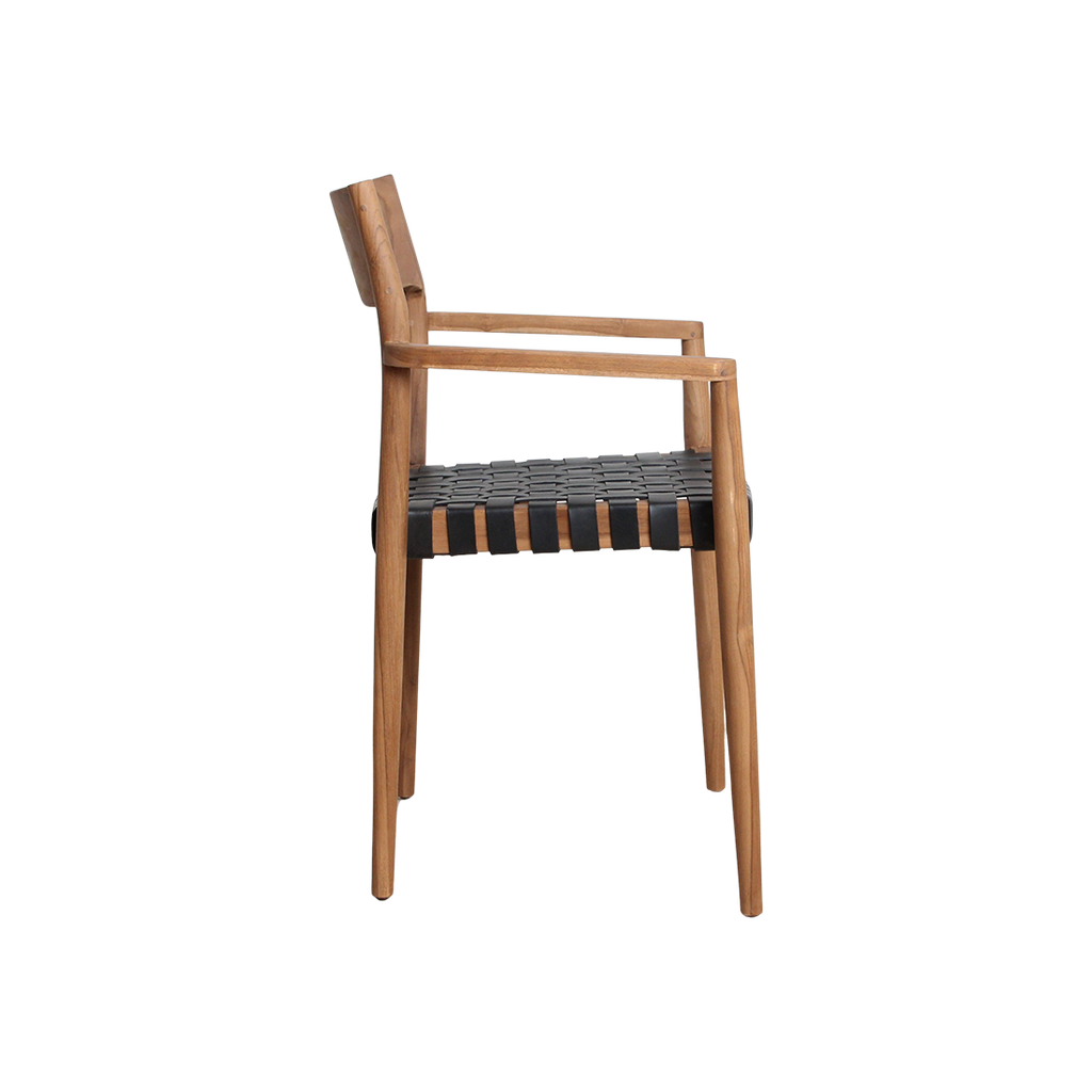 Freya teak eetkamerstoel met armleuning - Zwart (set van 2)