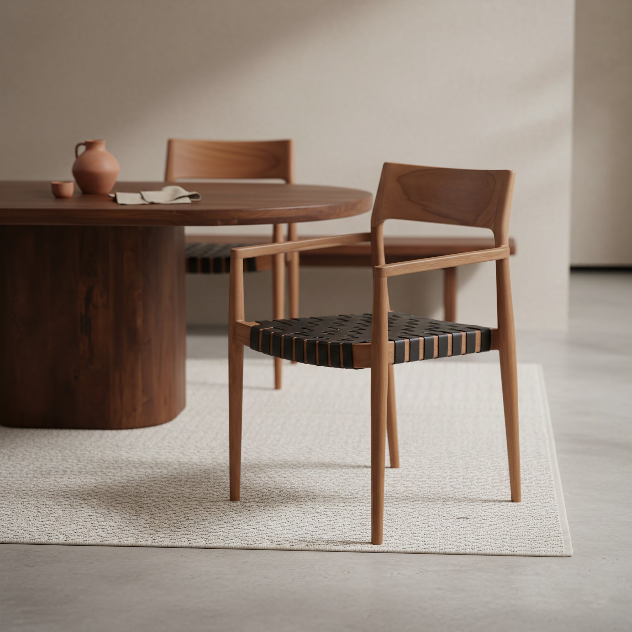Freya teak eetkamerstoel met armleuning - Zwart (set van 2)