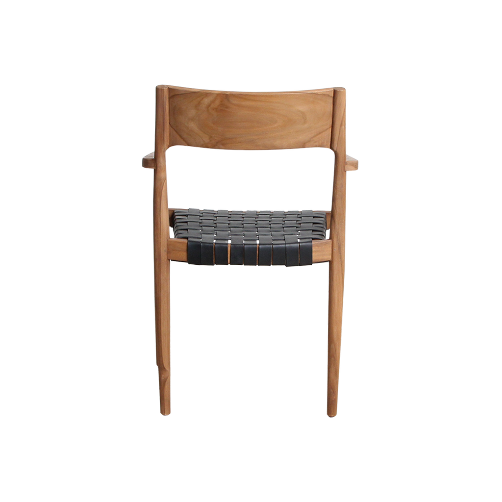Freya teak eetkamerstoel met armleuning - Zwart (set van 2)