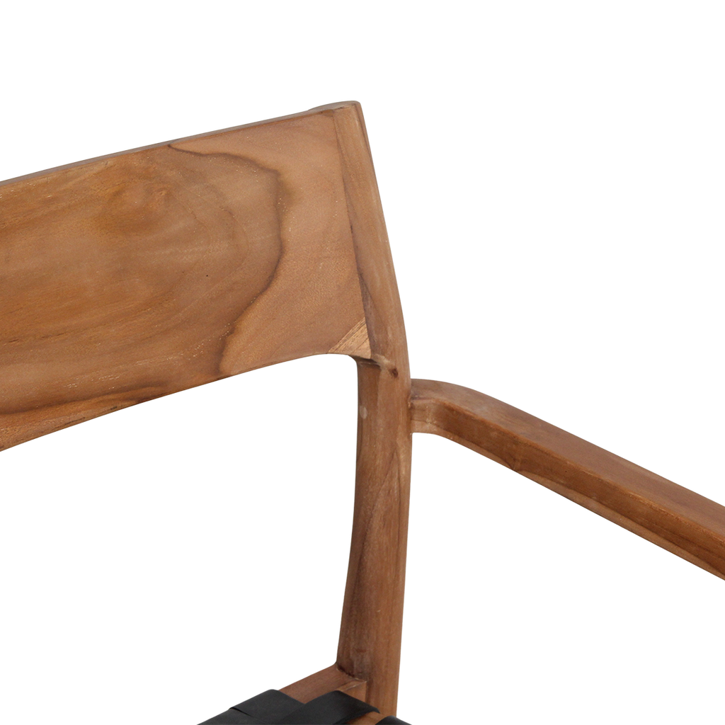 Freya teak eetkamerstoel met armleuning - Zwart (set van 2)