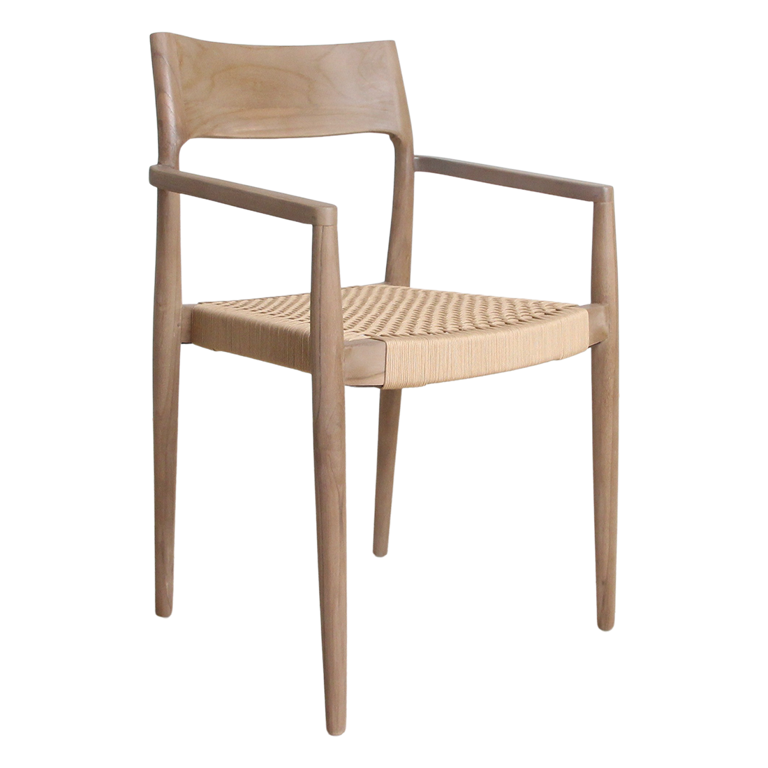 Freya licht teakhouten tuinstoel met armleuning - Naturel (set van 2)