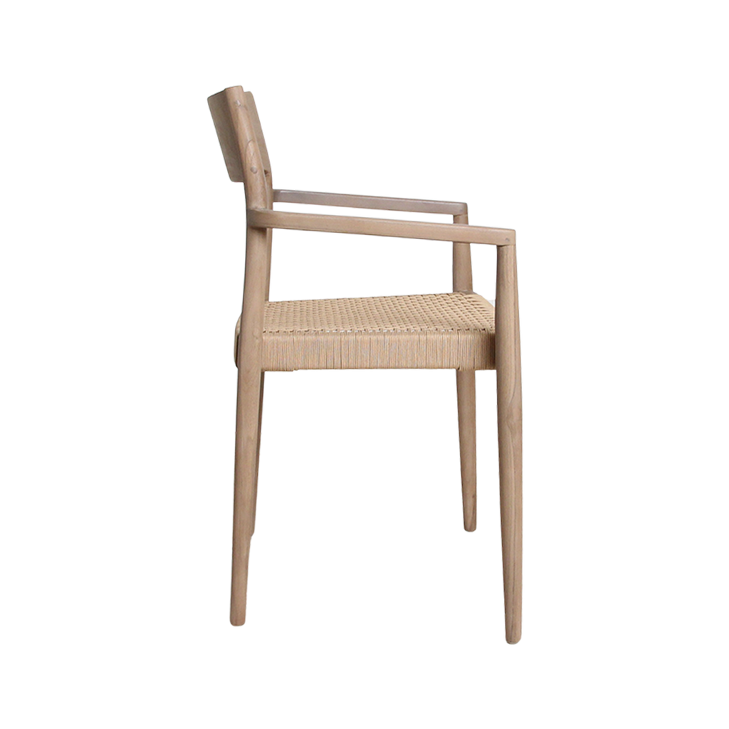 Freya licht teakhouten tuinstoel met armleuning - Naturel (set van 2)