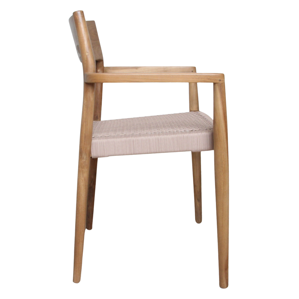 Freya donker teakhouten tuinstoel met armleuning - naturel (set van 2)