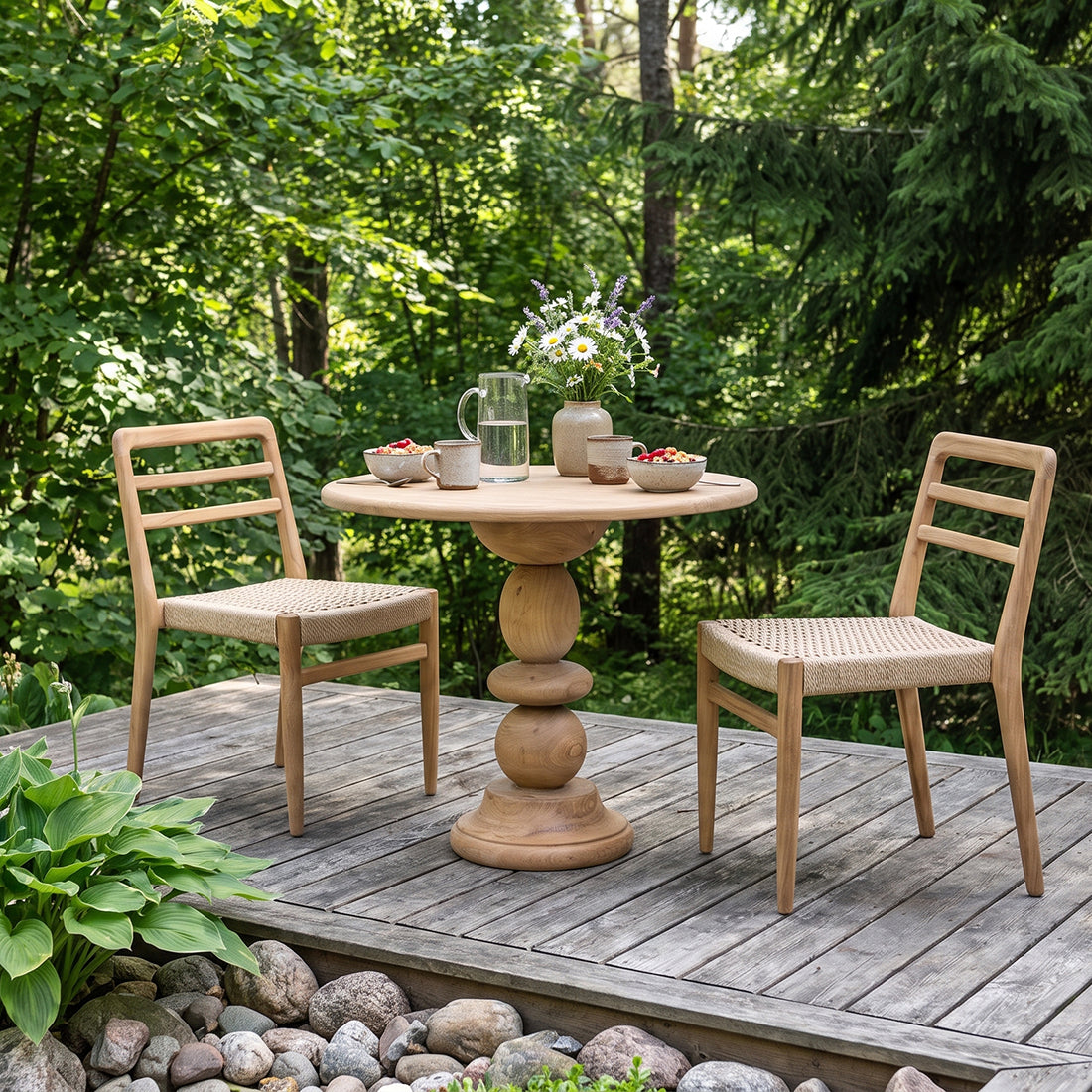 Verano teak tuinstoel met armleuning - Naturel (set van 2)