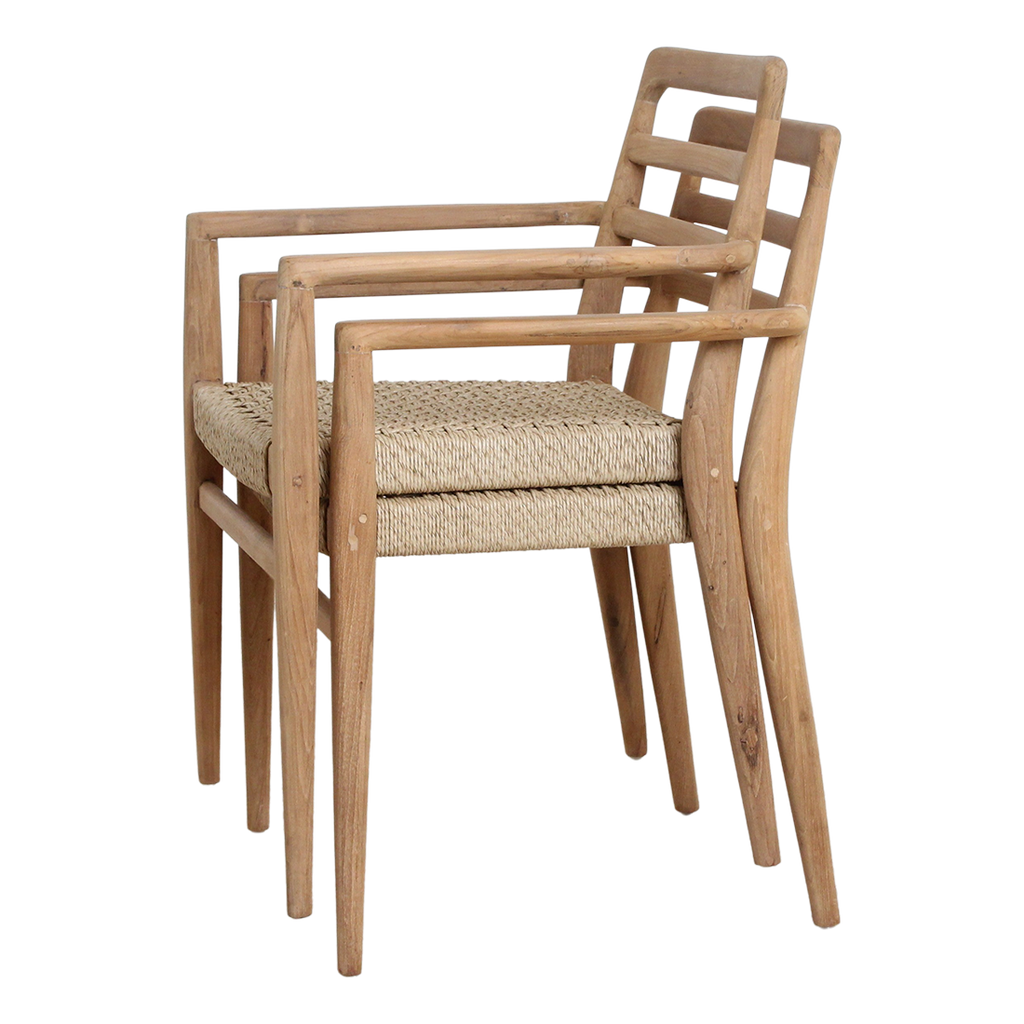 Verano teak tuinstoel met armleuning - Naturel (set van 2)